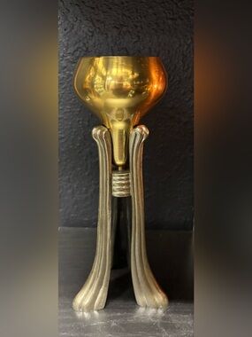 Vintage brass candle holder with Tripod Metal stand